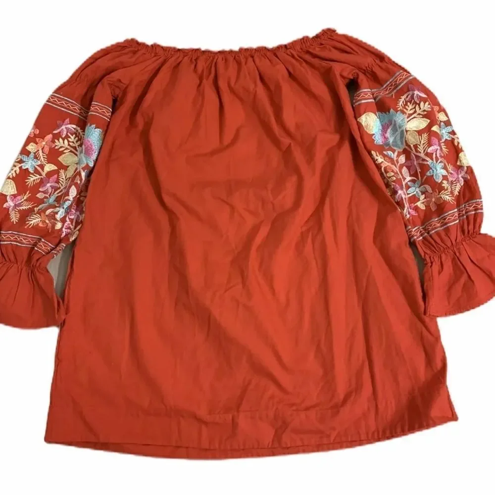 Free People Fleur Du Jour Red Floral Embroidered Mini Dress Size Small